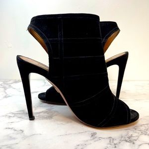 Aquazzura Oiu Baby 105 Lace Up Peep Toe Booties Size 36.5